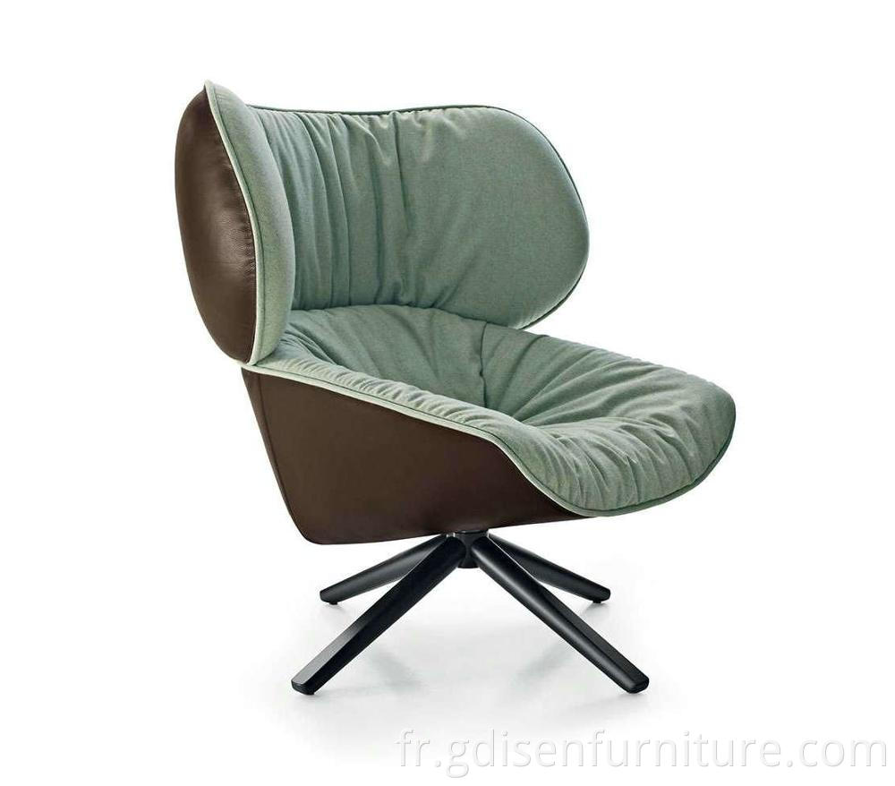 Design moderne confortable salon tabano chaise pivotante en cuir en cuir